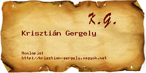 Krisztián Gergely névjegykártya